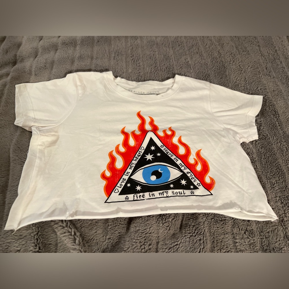 Prince Peter Collection White Tee with Eye and Flame Design